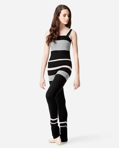Striped Knitted Warm Up Camisole Unitard